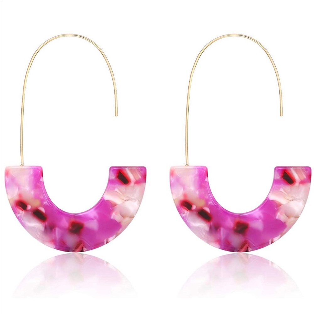 Pink Acrylic Statement Earrings